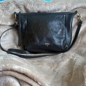 Fossil Black Leather Crossbody Bag